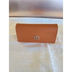 TORY BURCH NWT Saffiano Leather Orange Eyeglasses Case Gold Logo